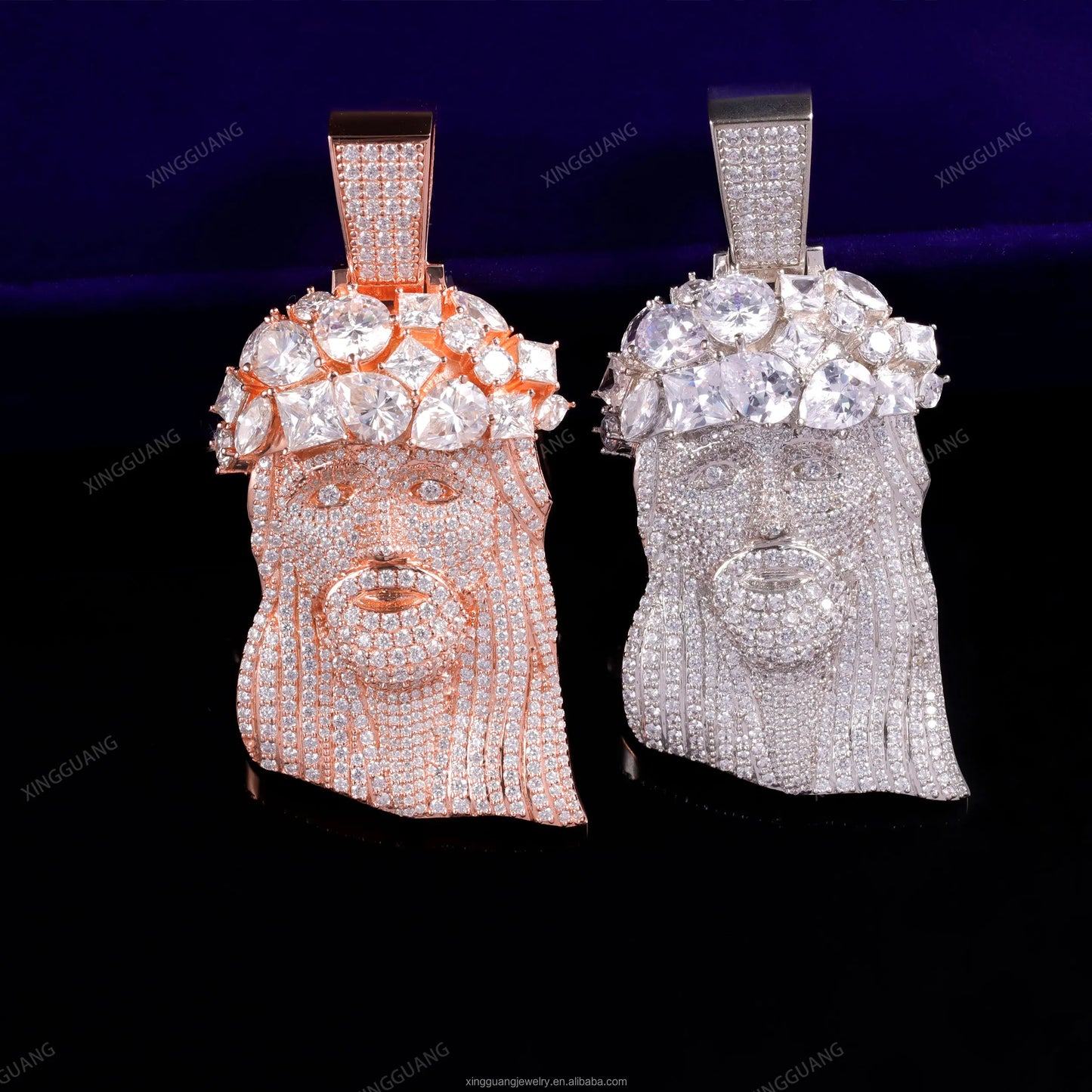 Hip Hop Big Size Moissanite Jesus Pendant Jewelry 925 Solid Silver Pendant Charms VVS Moissanite Jesus Pendant for Necklace