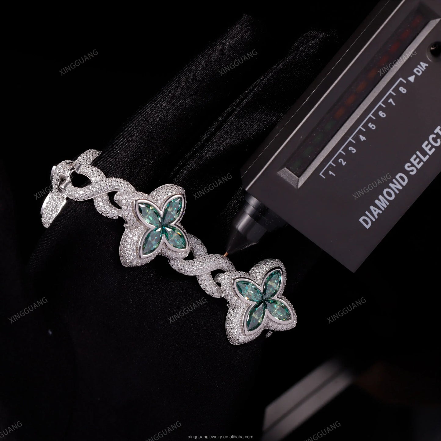 XG Green Marquise Moissanite Bracelets Iced Out Pass Diamond Tester 925 Silver Plated Gold Fine Jewelry Bracelets