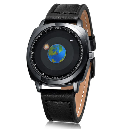 ADDIES Fashion Personality Creative Rotation Earth Watch Silicone Leather Quartz Sport Watches