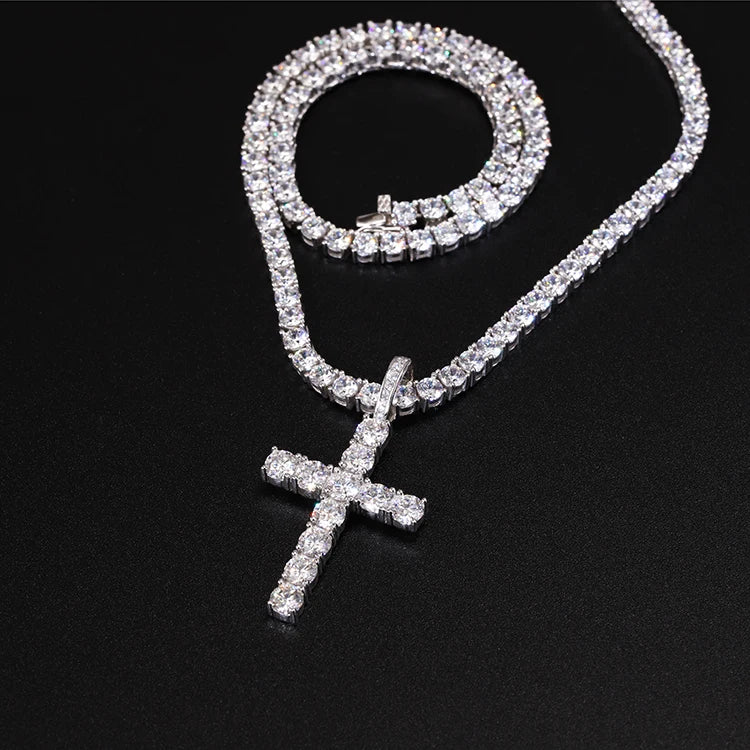 Pass Diamond Test Moissanite Jewelry Iced Out S925 Silver 2mm/3mm/4mm/5mm D VVS Diamond Moissanite Cross Pendant for Men Women
