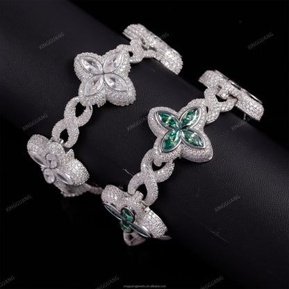 XG Green Marquise Moissanite Bracelets Iced Out Pass Diamond Tester 925 Silver Plated Gold Fine Jewelry Bracelets