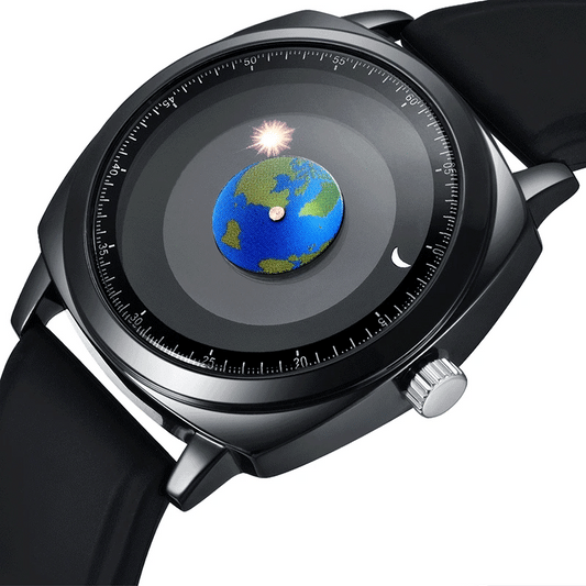 ADDIES Fashion Personality Creative Rotation Earth Watch Silicone Leather Quartz Sport Watches