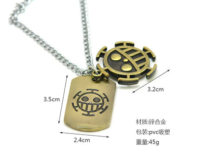 Anime One Piece Necklace Luffy Straw Hat And Skull Logo Dog Tag Pendant Men Fashion Choker Accessories Jewelry Figure Toys