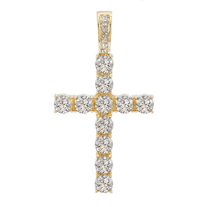 Men Women Hip Hop Cross Pendant Necklace With 4mm Zircon Tennis Chain Iced Out Exquisite Bling Jewelry Fashion Trendy Creative