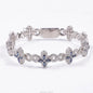 Charm Colorful Marquise Eye Moissanite Four Leaf Clover 925 Silver Cuban Chain Bracelet Mens Women Jewelry Bracelet Bangles