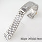 BLIGER Silver Black 20mm Width Stainless Steel Jubilee Watch Strap Bracelet Two Tone Gold/Rose Gold Glide Lock Clasp