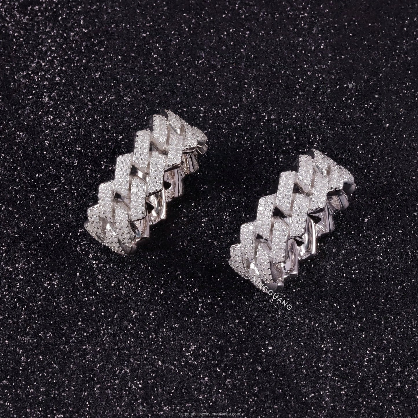 Ready to Ship S925 Sterling Silver Ring 18K Gold Plated Hip Hop Men VVS Moissanite Diamond Ring Factory Price