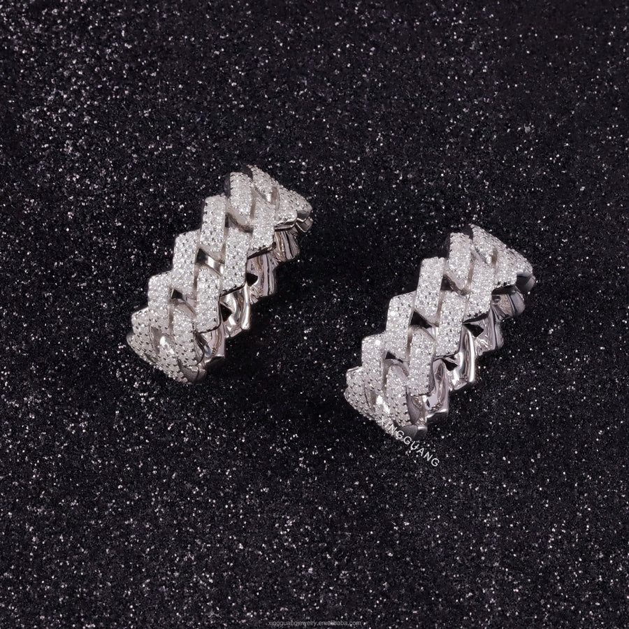 Ready to Ship S925 Sterling Silver Ring 18K Gold Plated Hip Hop Men VVS Moissanite Diamond Ring Factory Price