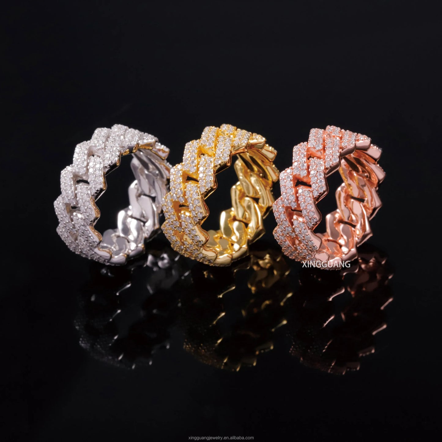 Ready to Ship Hiphop Star Ring Fine Jewelry Iced Out Gold Plated S925 Silver VVS Moissanite Diamond Cross Ring for Men Women