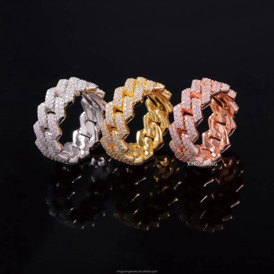 Ready to Ship Hiphop Star Ring Fine Jewelry Iced Out Gold Plated S925 Silver VVS Moissanite Diamond Cross Ring for Men Women