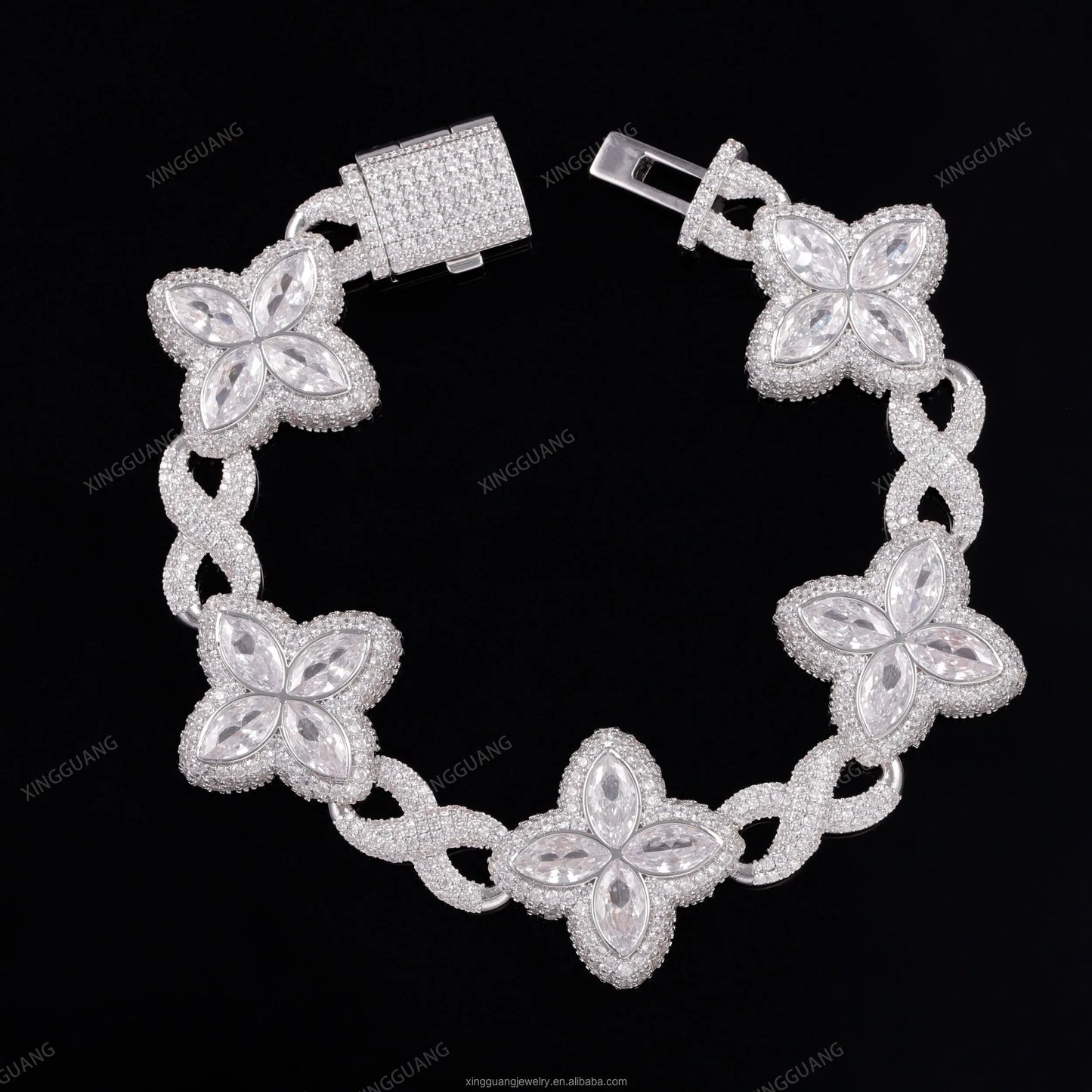 XG Green Marquise Moissanite Bracelets Iced Out Pass Diamond Tester 925 Silver Plated Gold Fine Jewelry Bracelets