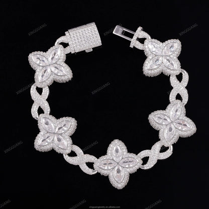 XG Green Marquise Moissanite Bracelets Iced Out Pass Diamond Tester 925 Silver Plated Gold Fine Jewelry Bracelets