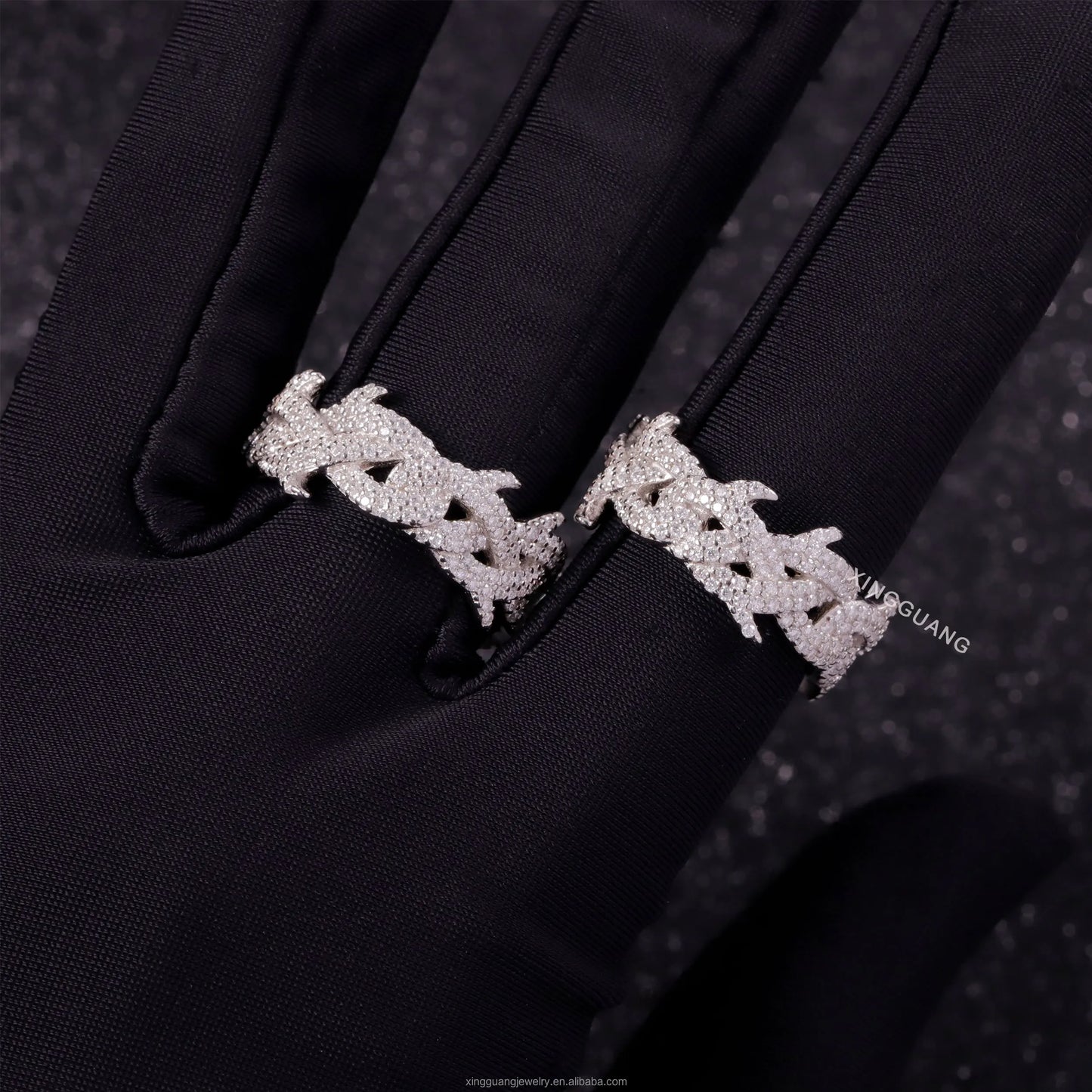 Ready to Ship S925 Sterling Silver Ring 18K Gold Plated Hip Hop Men VVS Moissanite Diamond Ring Factory Price