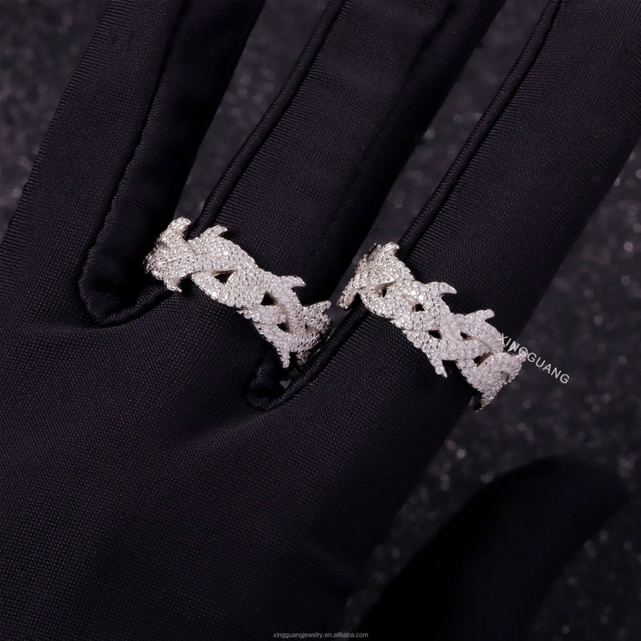 Ready to Ship S925 Sterling Silver Ring 18K Gold Plated Hip Hop Men VVS Moissanite Diamond Ring Factory Price