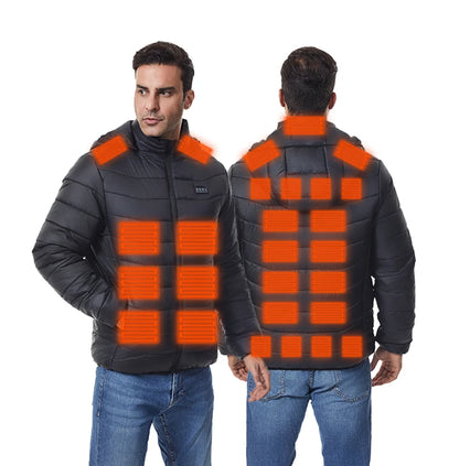 Heated Jacket Thick Warm Heated Jacket 4 Control Zone 27 Men Women Winter Outdoor Ski Hiking Coat (Not Included The Power Bank)
