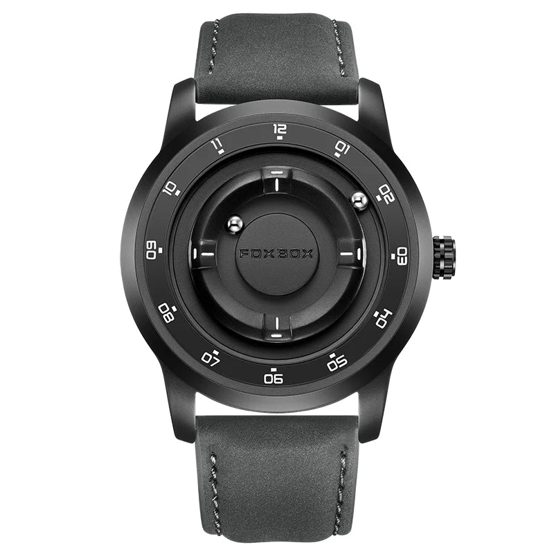 FOXBOX Watch Personalized Fashion Floating Magnetic Pointer Free Ball Bearing Creative Simple Waterproof Quartz Watch for Men