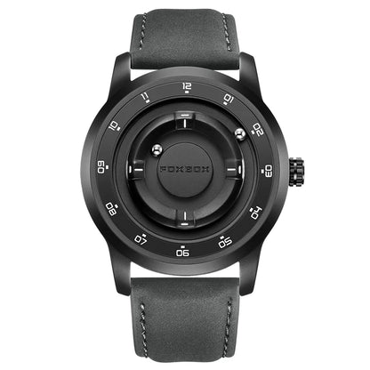 FOXBOX Watch Personalized Fashion Floating Magnetic Pointer Free Ball Bearing Creative Simple Waterproof Quartz Watch for Men