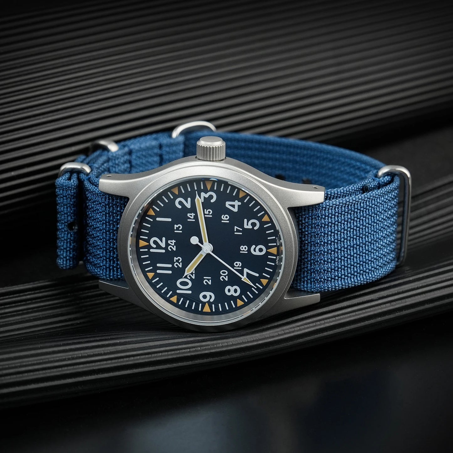Militado ML05 38mm Military Field Watch - Sweep Quartz Movement Domed Sapphire Crystal 100M Waterproof Super Luminous Nylon Band Watch for Men
