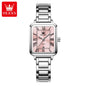 OLEVS Classic Square Women's Watch Roman Numerals Stainless Steel Band Quartz Movement Waterproof Casual Luxury Watch 5641