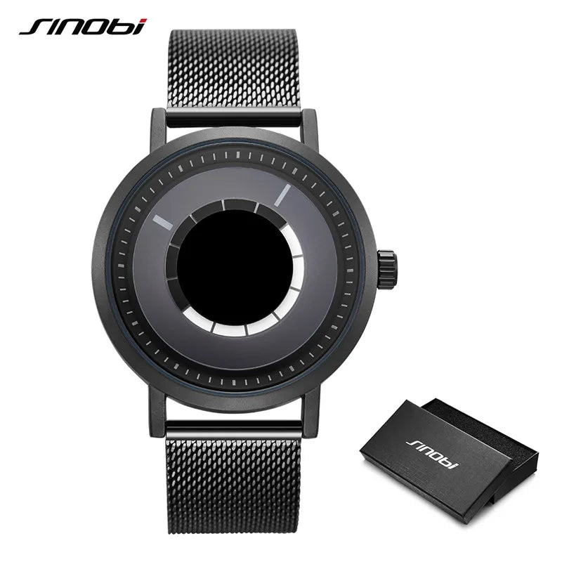 SINOBI Men's Fashion Quartz Watch Stainless Steel Blue Wristwatch Shock Resistant Water-Resistant Male Relogio Masculino