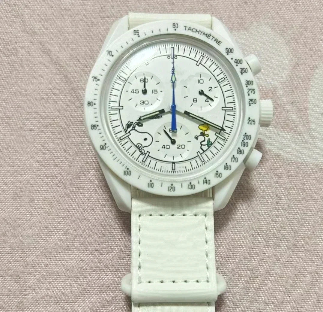 2025 Newest High Quality Wantch Men's and Women's Moon Mercury Quartz Chronograph Watch Celestial Galaxy Dial 6-Hand Hot Sale