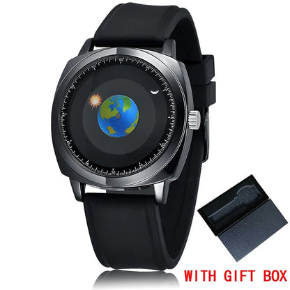 ADDIES Fashion Personality Creative Rotation Earth Watch Silicone Leather Quartz Sport Watches