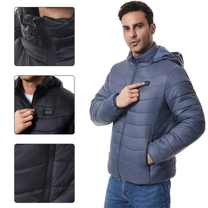Heated Jacket Thick Warm Heated Jacket 4 Control Zone 27 Men Women Winter Outdoor Ski Hiking Coat (Not Included The Power Bank)