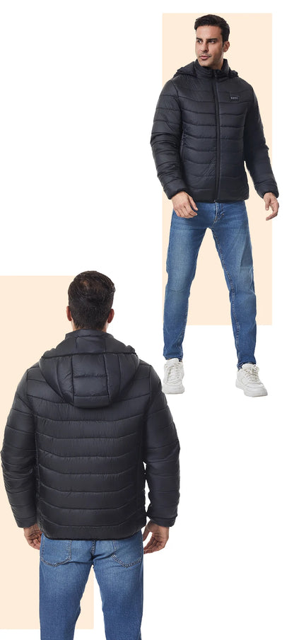 Heated Jacket Thick Warm Heated Jacket 4 Control Zone 27 Men Women Winter Outdoor Ski Hiking Coat (Not Included The Power Bank)