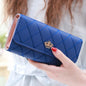 Black Long Wallets for Women PU Leather Diamond Pattern