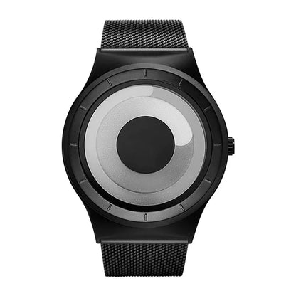 SINOBI Black Sports Quartz Watch Unisex Stainless Steel Band Water-Resistant Shockproof Fashion Casual Wristwatch