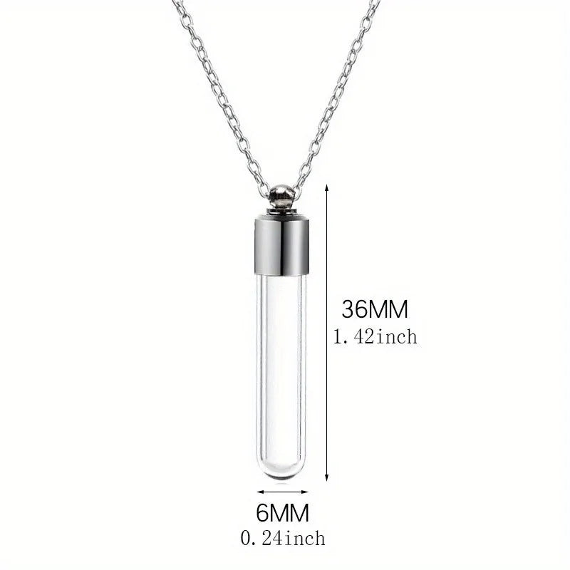 Glass Perfume Vial Pendant Wishing Bottle Clear Charm Glass Bottle Necklace Jewelry Gifts Glass Bottle Necklace TransparentGlass