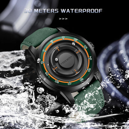 FOXBOX Watch Personalized Fashion Floating Magnetic Pointer Free Ball Bearing Creative Simple Waterproof Quartz Watch for Men