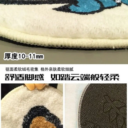 Cartoon Anime One Piece Luffy Straw Hat Group Flag Carpet Short velvet Thick Bedroom, living room, door mat, bedside blanket