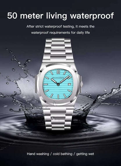 Specht & Söhne Classic 5711 Ultra Thin Men's Watch Green Sapphire Crystal 50M Water Resistant Stainless Steel Quartz Wristwatch