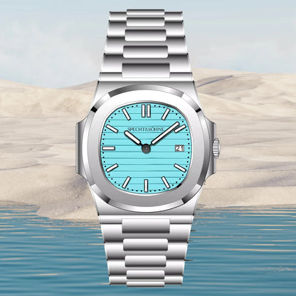 Specht & Söhne Classic 5711 Ultra Thin Men's Watch Green Sapphire Crystal 50M Water Resistant Stainless Steel Quartz Wristwatch