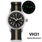 Militado ML05 38mm Military Field Watch - Sweep Quartz Movement Domed Sapphire Crystal 100M Waterproof Super Luminous Nylon Band Watch for Men