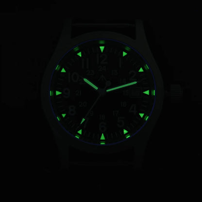 Militado ML05 38mm Military Field Watch - Sweep Quartz Movement Domed Sapphire Crystal 100M Waterproof Super Luminous Nylon Band Watch for Men