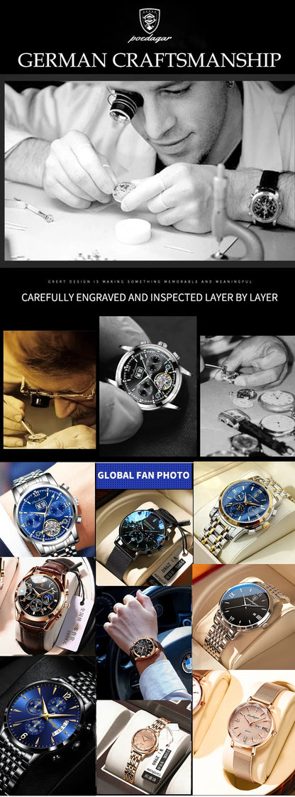 POEDAGAR Luxury Original Ladies Watch Luminous Waterproof Week Date Woman Wristwatch Stainless Steel Women Quartz Watches Female