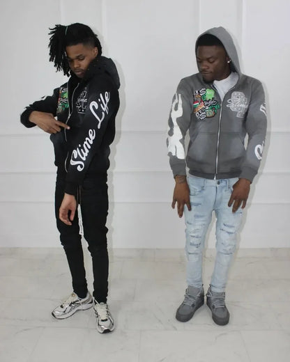 Harajuku Trend Brand Casual Loose Oversized Zipper Hoodie Men