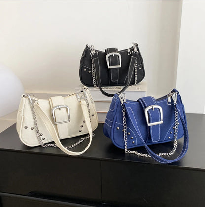 Y2k Vintage Women Underarm Bag Korean Casual Cute White Shoulder Bag Ladies Slings