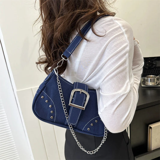 Y2k Vintage Women Underarm Bag Korean Casual Cute White Shoulder Bag Ladies Slings