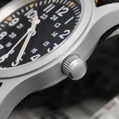 Militado ML05 38mm Military Field Watch - Sweep Quartz Movement Domed Sapphire Crystal 100M Waterproof Super Luminous Nylon Band Watch for Men