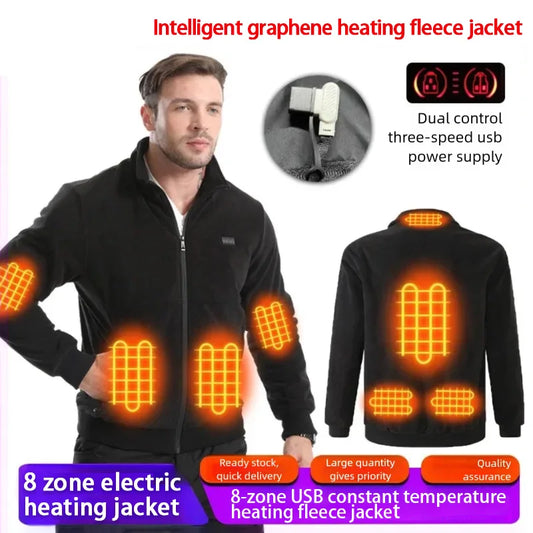 Men's Winter Smart USB Constant Temperature Graphene Fleece Warmth Coat