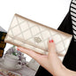 Black Long Wallets for Women PU Leather Diamond Pattern