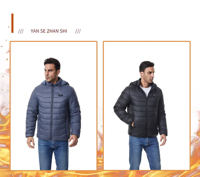 Heated Jacket Thick Warm Heated Jacket 4 Control Zone 27 Men Women Winter Outdoor Ski Hiking Coat (Not Included The Power Bank)