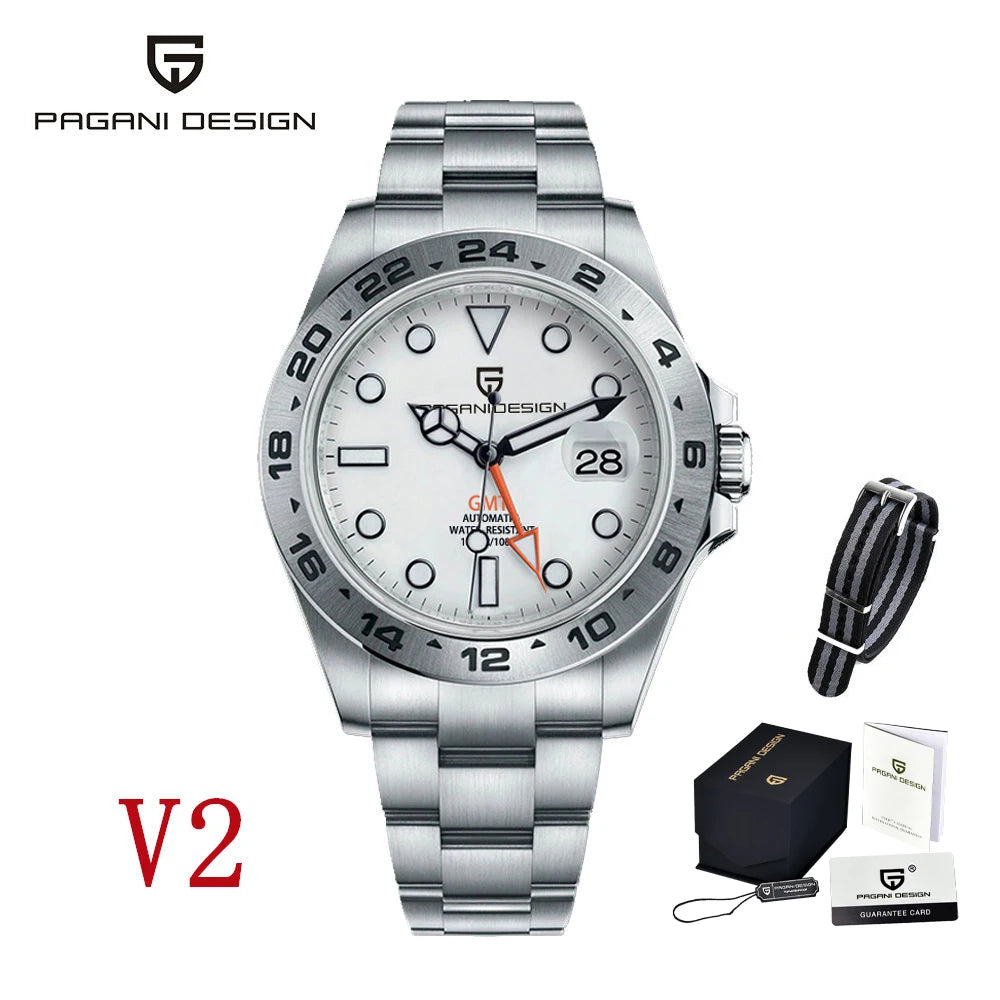 Pagani Design 2025 new 42MM fashionable men's automatic mechanical watch luxury sapphire stainless steel waterproof 10Bar lumino