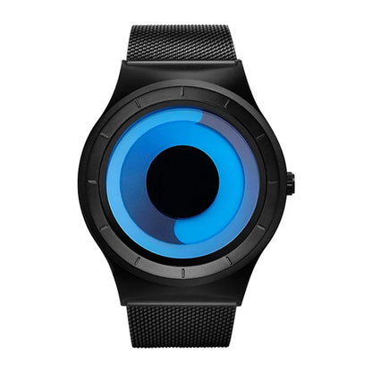 SINOBI Black Sports Quartz Watch Unisex Stainless Steel Band Water-Resistant Shockproof Fashion Casual Wristwatch