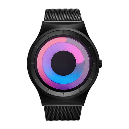 SINOBI Black Sports Quartz Watch Unisex Stainless Steel Band Water-Resistant Shockproof Fashion Casual Wristwatch