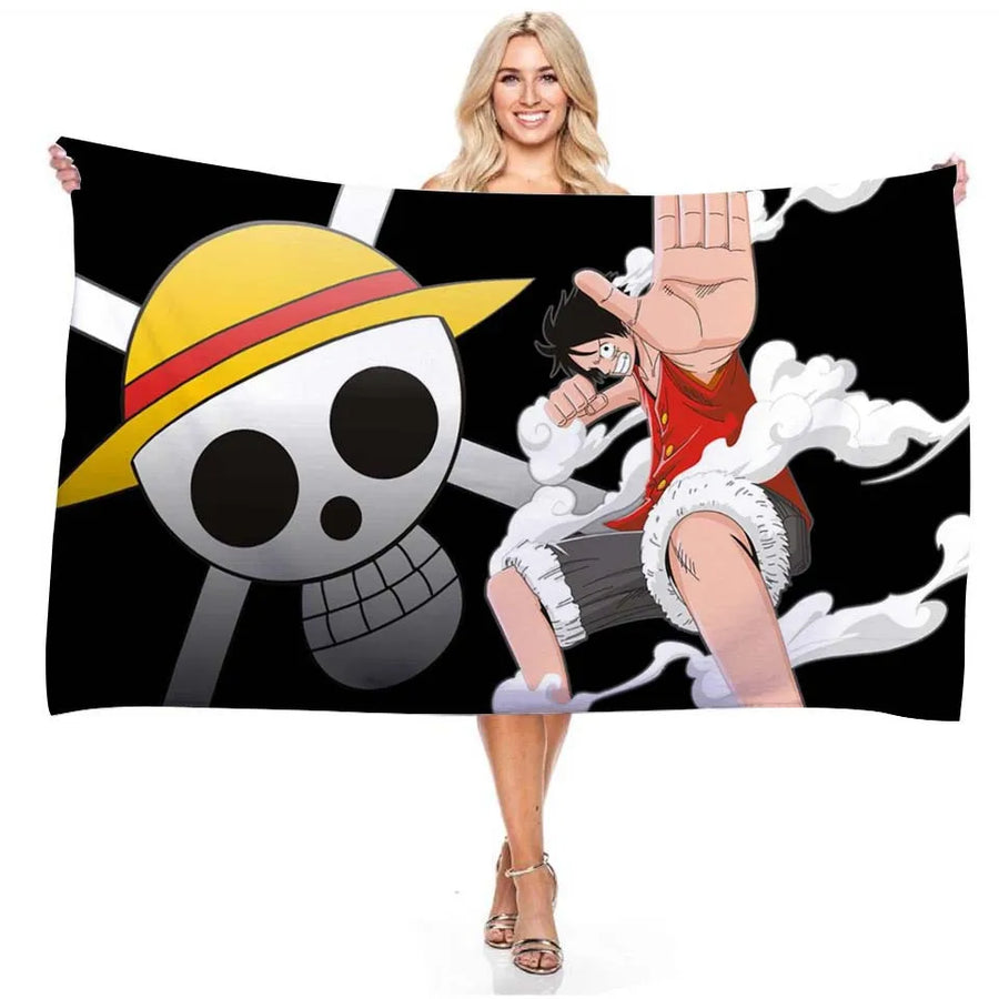 Anime One Piece 75*150cm Polyester Pirate Monkey D.Luffy Skull Flag One Piece Straw Hat Pirates Trumpet Banner Flag Gifts ﻿