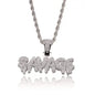 Iced Out Letter Savage Pendant Shiny Bing Cubic Zirconia Hip Hop Necklace Men\\\'s Cool Rock Rap Trend Jewelry